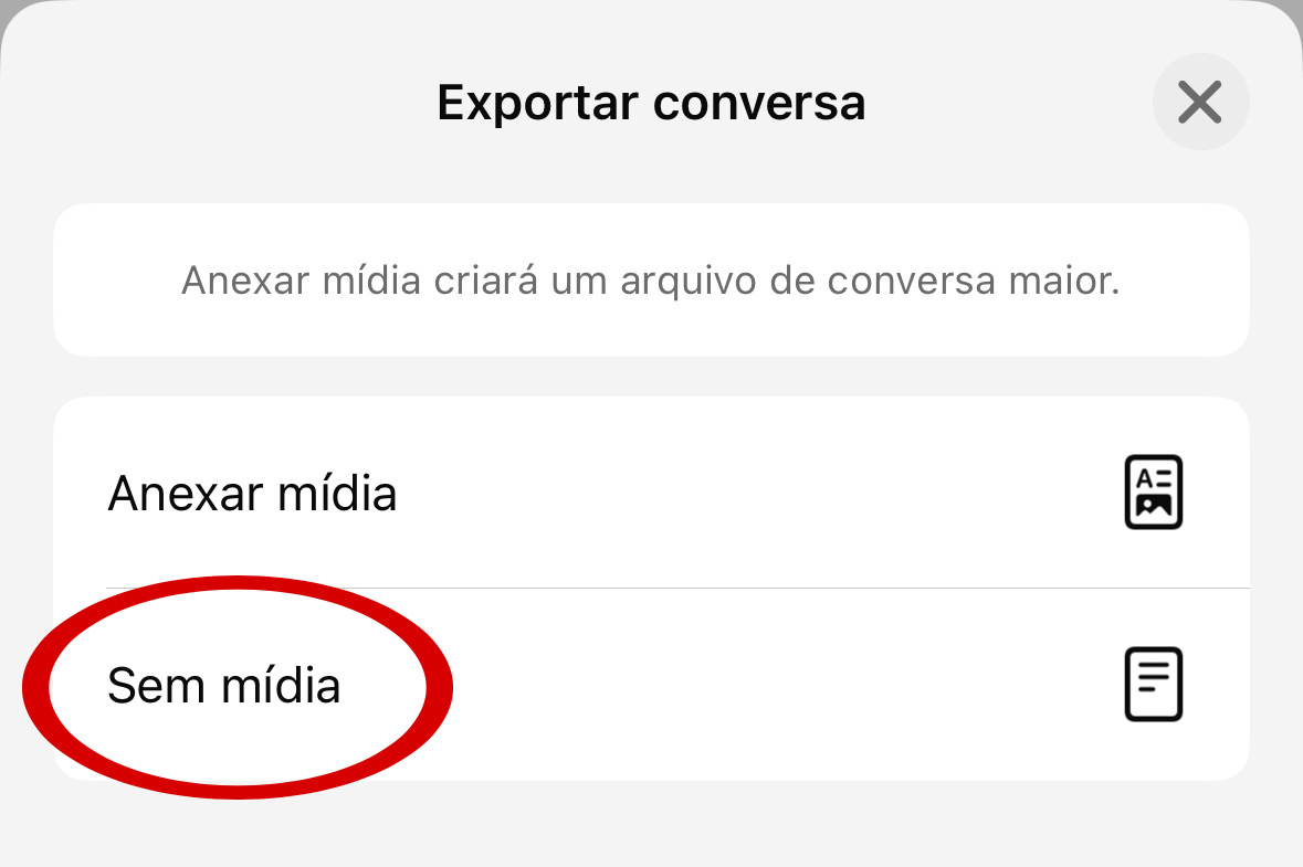 Passo 3: Escolha Sem mídia